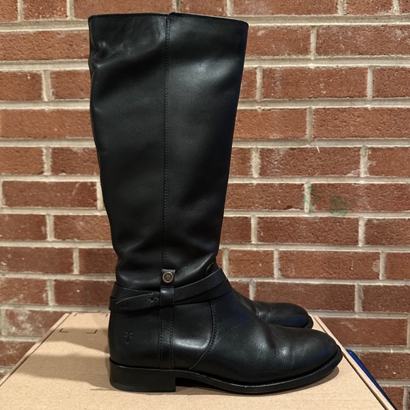 Frye Melissa Leather Riding Boots Back Zip Snap Tall Boots Women's Sz 7 B - Picture 9 of 10